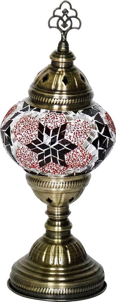 Oosterse lamp - mozaiek tafellamp rood - hoogte 30cm - diameter 13,5cm - E14 fitting