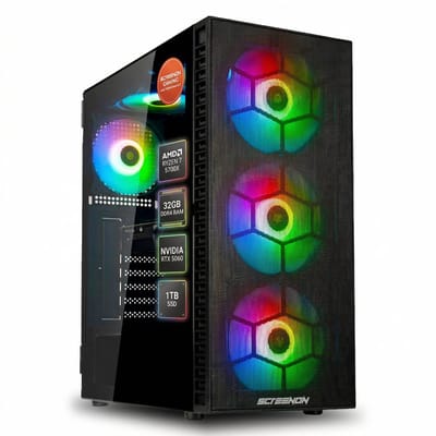 ScreenOn - Gaming PC | AMD Ryzen 7 - 5800X | NVIDIA RTX 5060 | 32 GB DDR4 | 1 TB SSD | WiFi | Windows 11
