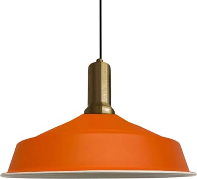 Bamyum Hanglamp Eettafel Hout Ø40 cm, Industriële Hanglamp, Oranje Metalen