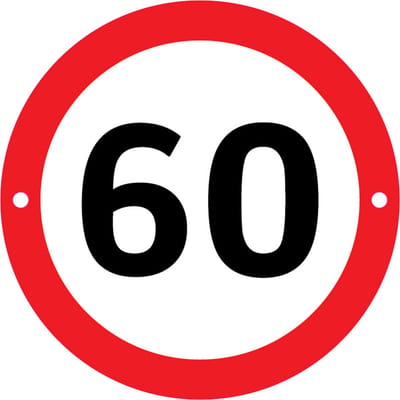 Verbodsbord 60 Kilometer - 30cmØ met 2 Boorgaten - op 3mm dik Aluminium