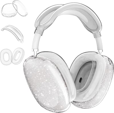 Transparante Glitter Beschermhoes Set voor Hoofdtelefoon - 3-Delige TPU Cover