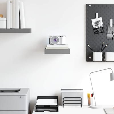 vidaXL - Wandschap - zwevend - 23x23,5x3,8 - cm - MDF - hoogglans - grijs