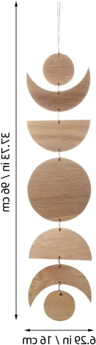 Rustieke Houten Hangdecoratie met Zon en Maan Ontwerp - Duurzaam, Handgemaakt en Makkelijk te Bevestigen voor Wanddecoratie en Natuurlijke Interieurstijl