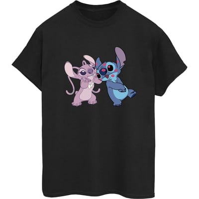 Disney Dames/Dames Lilo & Stitch Kisses Katoenen Vriendje T-shirt (Zwart)