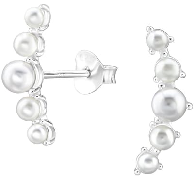 Joy|S - Zilveren parel oorbellen - 5 parels - 4.5 x 16 mm - sterling zilver 925