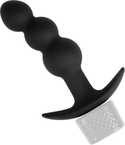 Rimba Electro Play - E-Stim Geribbelde Buttplug - Bi-Polair - Zwart