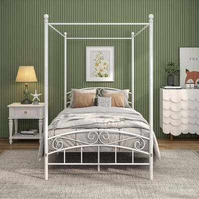 Stijlvol Twee Personen Bedframe met Hoofdeinde en Voetenplank - Stevig Staal en Eenvoudige Montage