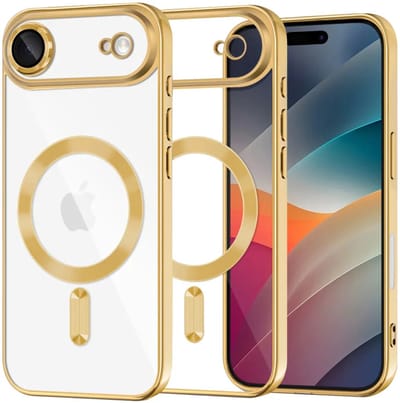 Hoesje geschikt voor Apple iPhone Air - Techsuit Luxury Crystal Back Cover - Geschikt voor MagSafe - Transparant/Goud