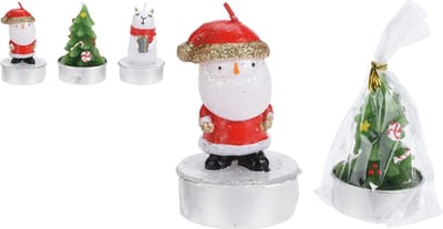 Kerst - theelichtjes - kerstman - dennenboom - ijsbeer - kerstverlichting per 6 stuks