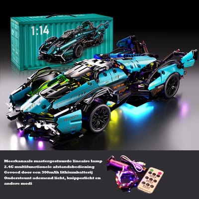 Supercar-bouwset, automodelbouwspeelgoed op schaal 1:14, racewagen /verjaardags- en vakantiecadeaus Blauw(1148 stuks)