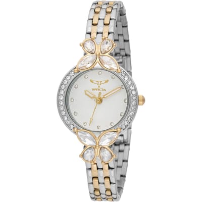 Invicta Wildflower 69097 Dameshorloge - Quartz Uurwerk - Metaal met Witte Wijzerplaat - 30 mm