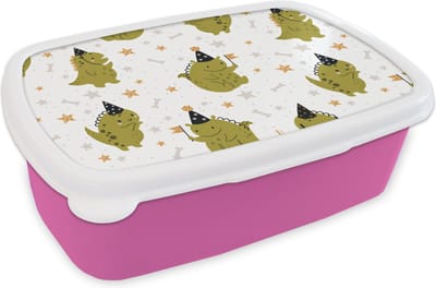 Broodtrommel Roze - Lunchbox - Brooddoos - Design - Jongens - Draak - Kinderen - 18x12x6 cm - Kinderen - Meisje