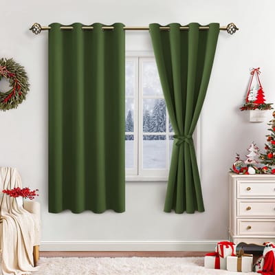 Unyqoos ® Verduisterende Gordijnen voor Slaapkamer en Woonkamer met Isolerende Eigenschappen, Olijfgroen, Set van 2, 175 x 140 cm