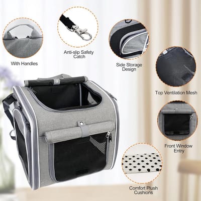 Huisdier Transportmand - Reismand - Veilig Vervoer - 4-in-1 Multifunctioneel - 355 cm - Grijs