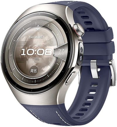 By Qubix - Hybride leer & siliconen band 'True Fit' - Donkerblauw - geschikt voor Huawei Watch 5 - 46mm