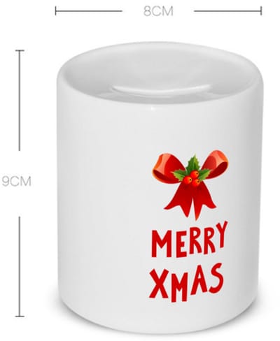 Akyol - kerst merry xmas strik en hulst Spaarpot - Kerstmis - kerst beker - winter - kerst - christmas - kerst cadeau - 350 ML inhoud