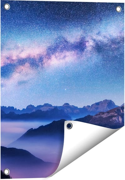 Gards Tuinposter Melkweg bij de Bergen in Itali� - 40x50 cm - Tuindoek - Tuindecoratie - Wanddecoratie buiten - Tuinschilderij