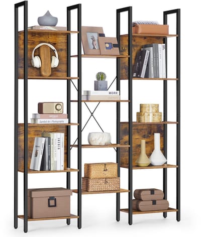 VASAGLE - Boekenkast - Met 14 Planken - Metalen Frame - Voor Woonkamer Kantoor Industrieel Design