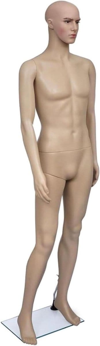Heren Etalagepop - Kleding Display - Kleding Presenteren - Milieuvriendelijk PE - 6 Delig - Naturel