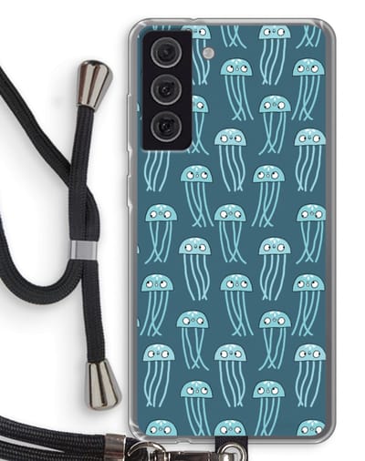 Case Company® - Hoesje met koord geschikt voor Samsung Galaxy S21 FE hoesje met Koord - Kwallie - Telefoonhoesje met Zwart Koord - Bescherming aan alle Kanten en Over de Schermrand