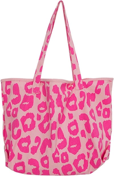 Leoparden Schoudertas voor Dames - Grote Casual Handtas voor Dagelijks Gebruik, Kantoor, School en Winkelen, Ruim en Stijlvol in Roze