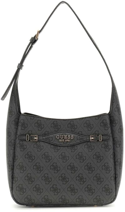 GUESS Schoudertas Katya Hobo Shoulder Bag Coal Logo Donkergrijs