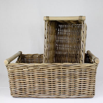 Migo Styling - Fietsmand - Opbergmand - Lectuurmand - 63x35xH27 - Houten handgreep - Riet - Rotan - Tyraps