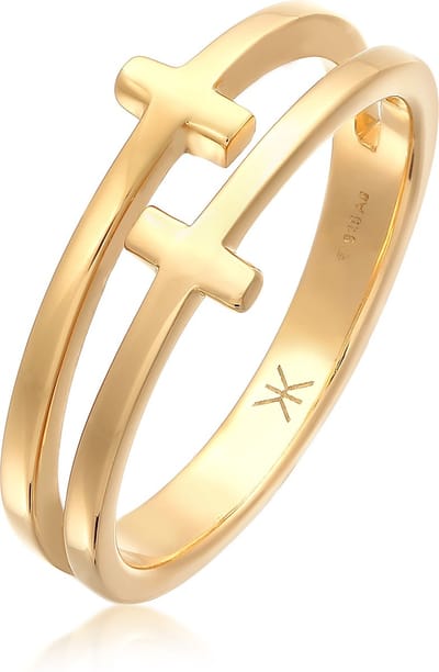 KUZZOI - Ring - Heren kruis Dubbel Modern in 925 Sterling Zilver - Dames