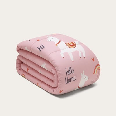 HappyBed Kinderdekbed zonder overtrek 140x200 - Wasbaar dekbed - Dekbed zonder hoes - 2 in 1 dekbed - Dekbed met print - Hoesloos dekbed - Lizzy Lama