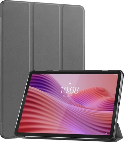 Hoes - Geschikt voor Lenovo Tab 10.1 inch - Dun & Stevig - Trifold Bookcase - Hard Cover - Hardcover Book Case - Tablet Hoesje - Grijs