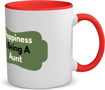 Akyol - happiness is being a aunt koffiemok - theemok - rood - Tante - de liefste tante - verjaardag - cadeautje voor tante - tante artikelen - kado - geschenk - 350 ML inhoud