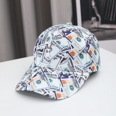 Baseballpet met Dollar Print Patroon Marktstijl Skateboardpet Populaire Hip-Hop Pet Casual Outdoor Pet Universele Stijl Adjustable gray