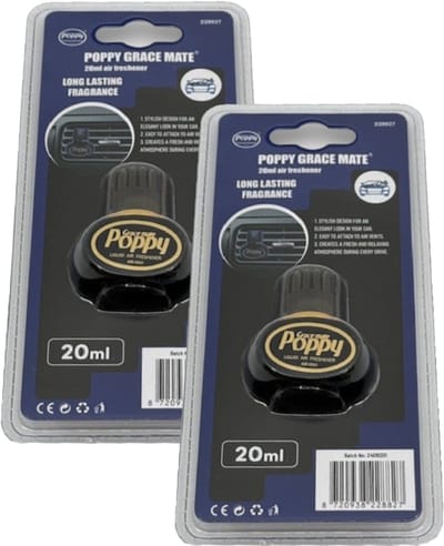 Mini Poppy Grace Mate – Vent Clip Auto Luchtverfrisser – New Car – 20 ml – Set van 2 Stuks