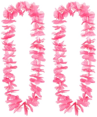 Boland Boland Hawaii krans/slinger - 10x - Tropische kleuren roze - Bloemen hals slingers - Party verkleed accessoires