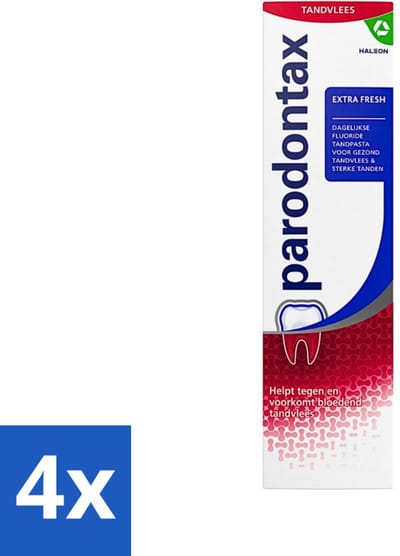 4 x Parodontax - Tandpasta - Extra Fresh - Verfrissende Reiniging - 75 ml - Tandpasta - Tandvlees - Mondverzorging - Frisse Adem - Tandplak
