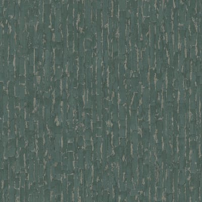 Strepen behang Profhome 786664-GU vliesbehang hardvinyl warmdruk in reliëf gestructureerd met metalen accenten glinsterend groen blauwgroen bronzen 5,33 m2
