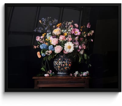 Poster in lijst - Fotolijst 70x50 cm - Posters - Bloemenvaas - Hout - Bloemen - Boeket - Posterlijst zwart - Decoratie - Wanddecoratie woonkamer - Muurdecoratie slaapkamer