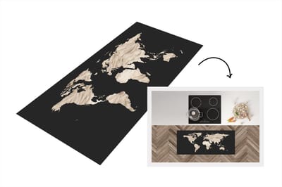 Keukenloper - Loper keuken - Wereldkaart - Verf - Wit - 120x50 cm - Keukenloper vinyl
