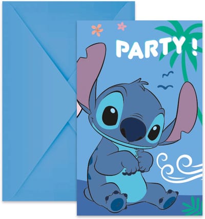 Uitnodiging kinderfeestje - Lilo en Stitch - Uitnodiging feestje Jongen Meisje - Uitnodigingskaarten set 6 stuks met enveloppen