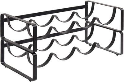 5Five Flessenrek - zwart - staal - 42 x 20 x 10 cm - 4 flessen - stapelbaar - wijnrek