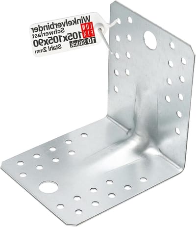 Hoekverbinder 90 graden - Versterkte hoek Montagehoek - Houtconstructie Verstevigen - 2mm Materiaaldikte - 105 x 105 mm - Zilver
