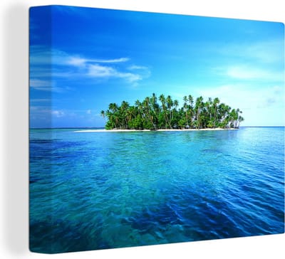 Canvas Schilderij Eiland - Tropisch - Zee - 80x60 cm - Wanddecoratie
