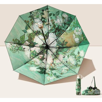 UPF50+ Opvouwbare Paraplu Dubbellaags Zon Regen Paraplu Met Opbergtas UV Bescherming Vinyl coating Parasol Zonnescherm Paraplu