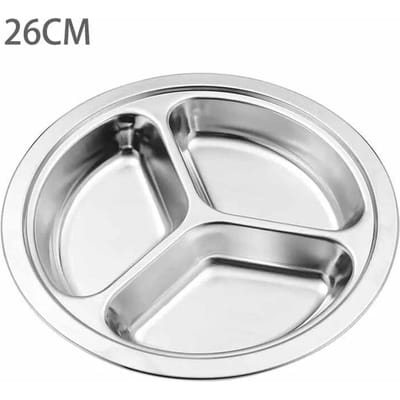 Dinerbord van roestvrij staal, 3 vakken, ronde schaal met verdeling, kinderfruit, snackschaal, babykommen, keukenservies, dia 22/24/26 cm white