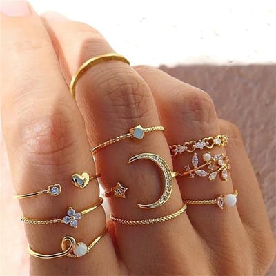 Vintage Slangenringen Set met Vlinderontwerp - Stapelbare Ringen voor Vrouwen en Meisjes, Unieke Sieraden voor Elke Gelegenheid