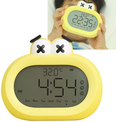 Dailygoody - LED Digitale Wekker - Multifunctioneel - Groot Scherm - Geel - Nachtlampje - Ideaal voor Kinderen - Perfect cadeau