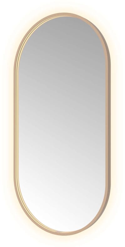 Hotbath &More OVA612 Oval spiegel 60x120cm met verlichting, spiegelverwarming, kleurwissel, dimbaar en afstandsbediening geborsteld koper PVD