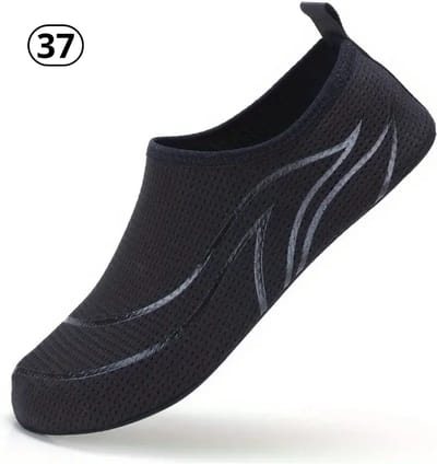 Livano Waterschoenen Voor Kinderen & Volwassenen - Aqua Shoes - Aquaschoenen - Afzwemschoenen - Zwemles Schoenen - Zwart - Maat 37