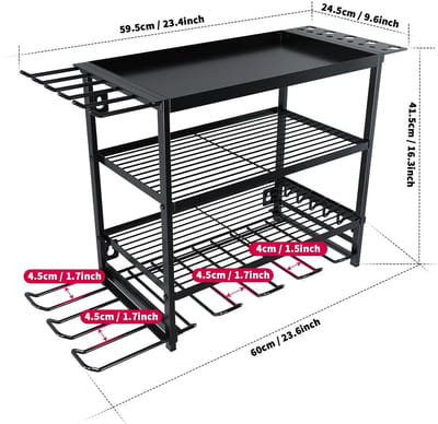 Innovastore Powertool Organizer - Gereedschap organizer - Gereedschapsrek - Garage werkplaats - 4 laags - Metaal - Zwart