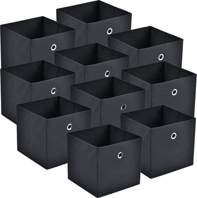 Opbergmanden 28x30x30 cm opvouwbaar set van 10 zwart